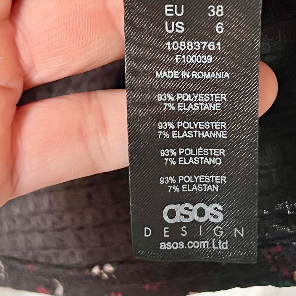 ASOS Design Floral Long Sleeve Side Tie Surplice Mini Dress—SZ. 6 - Picture 9 of 15